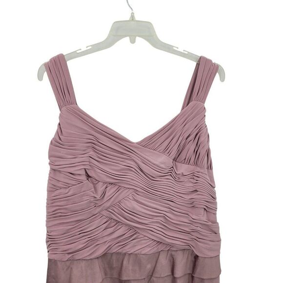 Adrianna Papell Plus Sz 22W Mauve Pink Tiered Ruffle Layered Cocktail Dress 2pc - Picture 7 of 13